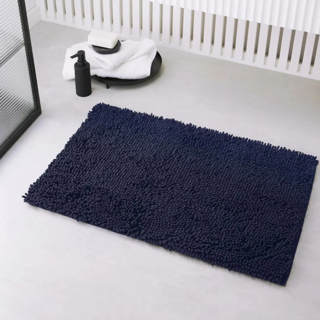 Tapis de Bain Meche 80 x 50 Polyester TODAY Essential Navy