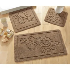 Tapis de bain motif arabesques 1500gm² - Beige
