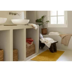 Tapis de bain uni Enzo Safran