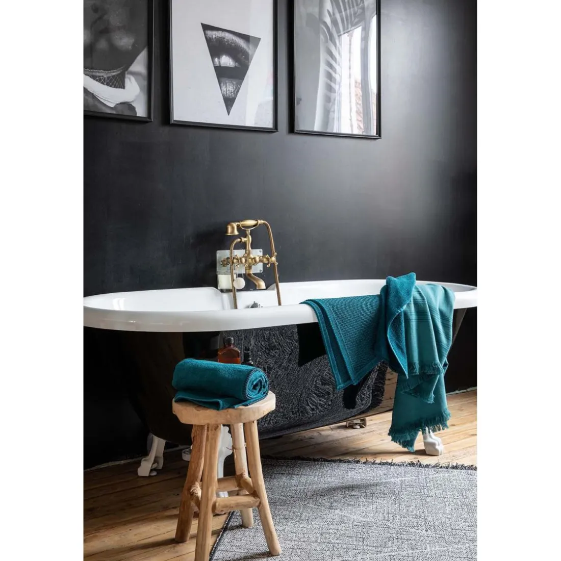 Tapis de bain uni Etia Paon 54 x 64