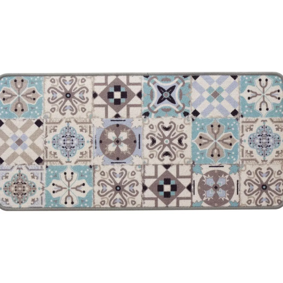 Tapis de cuisine CAROCIM motif carreaux de ciment 40x60 bleu