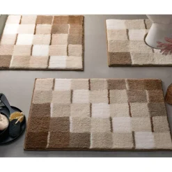 Tapis de WC MOSAIQUE beige en acrylique