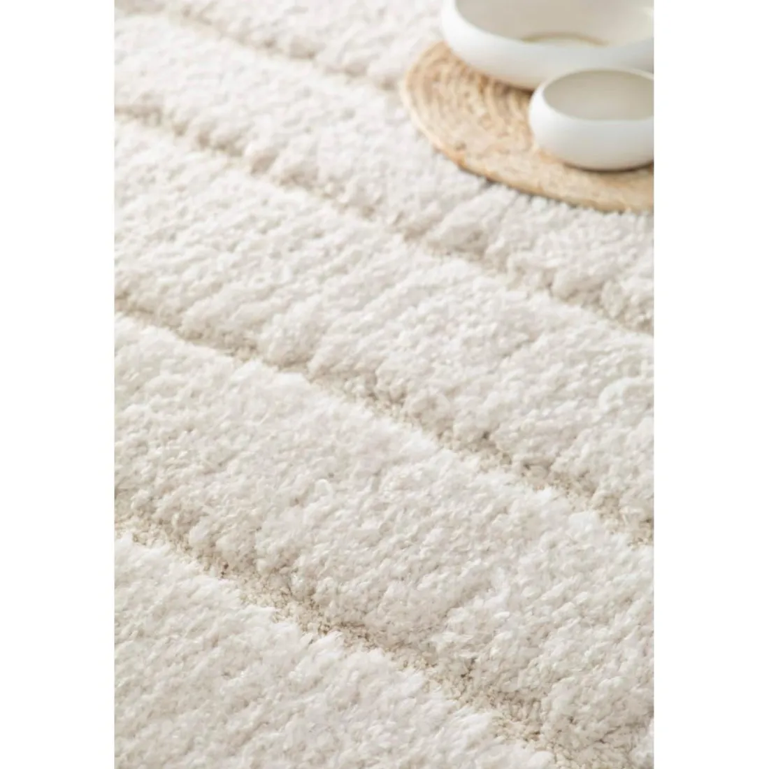 Tapis rectangulaire recyclé Mael Neige