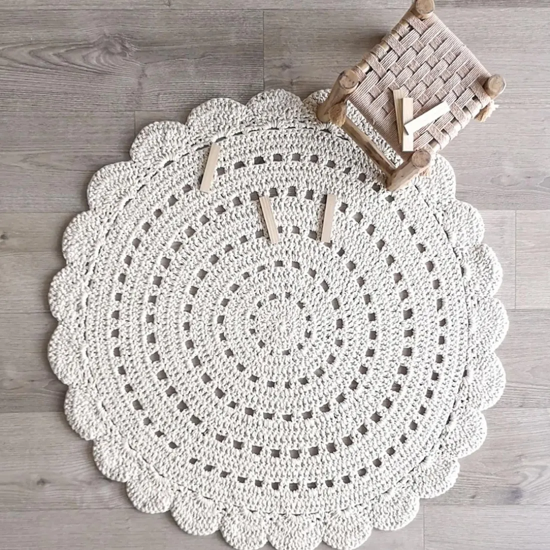 Tapis Rond ALMA Ecru