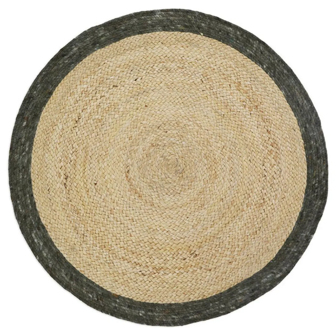 Tapis rond en jute et laine YHUKI olive taille S