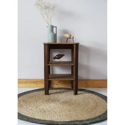 Tapis rond en jute et laine YHUKI olive taille S