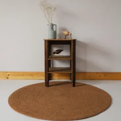 Tapis rond laine feutrée NEETHU marron taille L