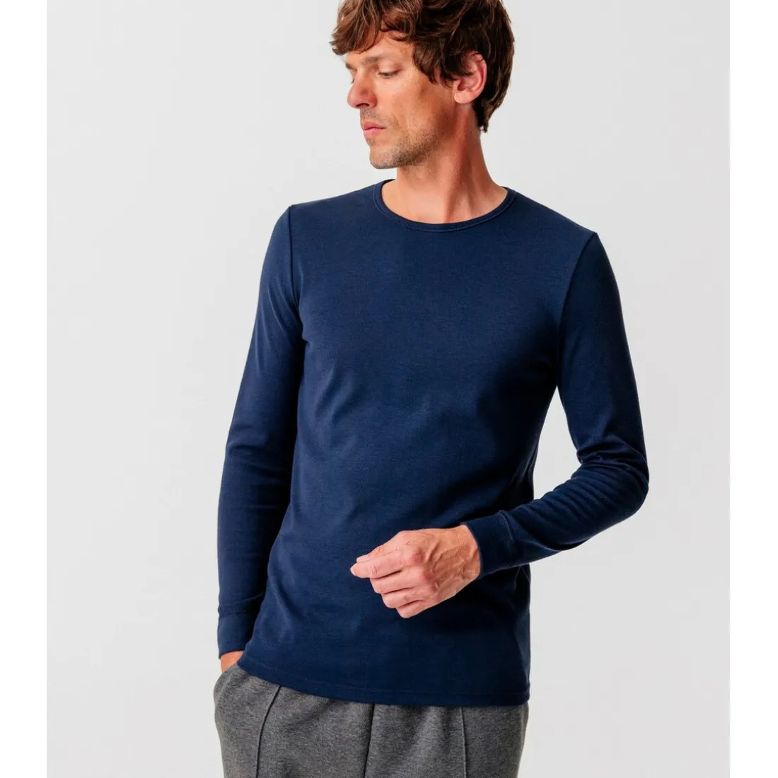 Tee Shirt Homme Manches Longues Marine Foncé Thermolactyl