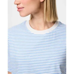 Tee shirt manches courtes à rayures Ria blanc en coton Demi