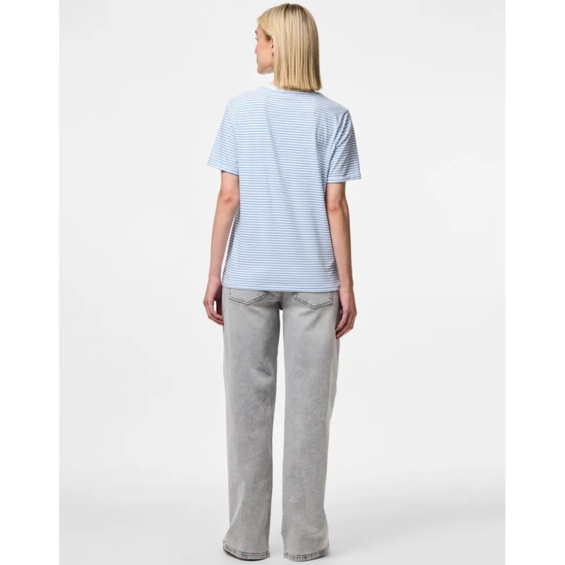 Tee shirt manches courtes à rayures Ria blanc en coton Demi