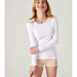 Tee Shirt Manches Longues. Blanc Thermolactyl en coton