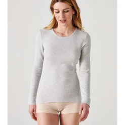 Tee Shirt Manches Longues. Gris Chiné Thermolactyl
