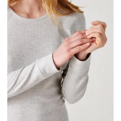 Tee Shirt Manches Longues. Gris Chiné Thermolactyl
