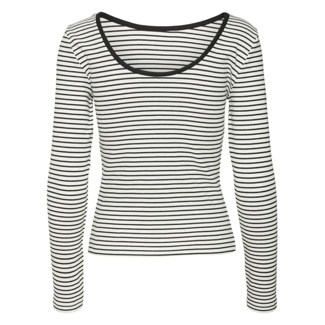 Tee shirt manches longues à rayures blanc en coton Tara