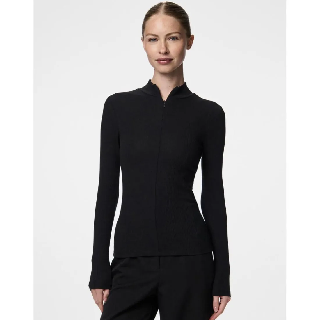 Tee shirt manches longues zippé en coton Kitte noir Adele