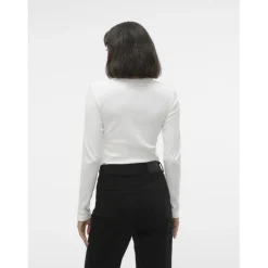 Tee shirt manches longues et col rond en coton blanc Ruth