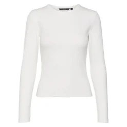 Tee shirt manches longues et col rond en coton blanc Ruth