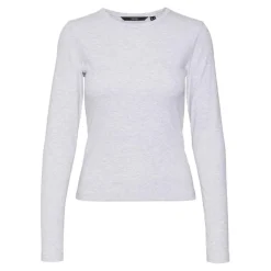 Tee shirt manches longues et col rond en coton gris Cléo