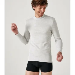 Tee Shirt Manches Longues Col Montant Gris Chiné Thermolactyl