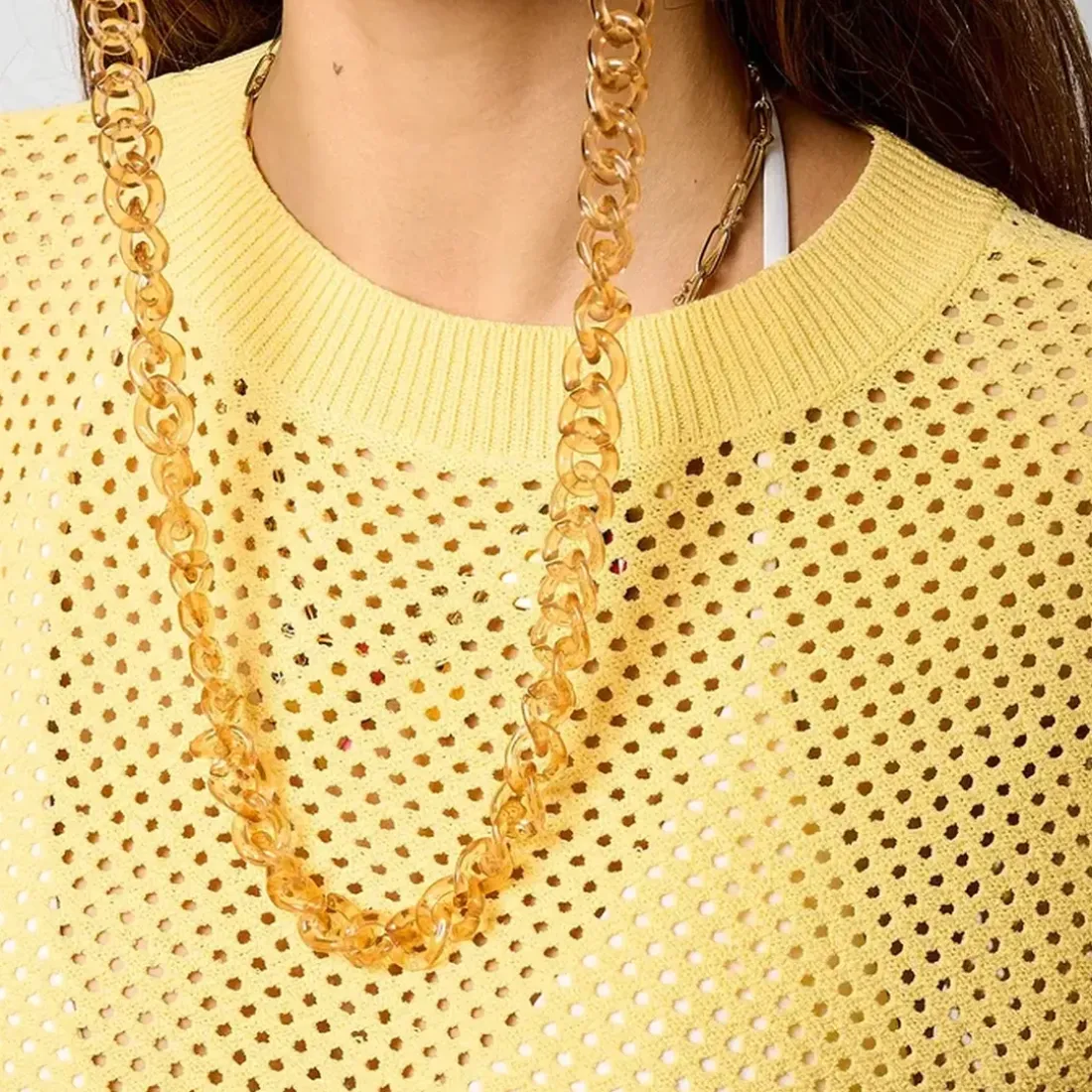 Tee Shirt Manches Longues LEORE jaune en viscose