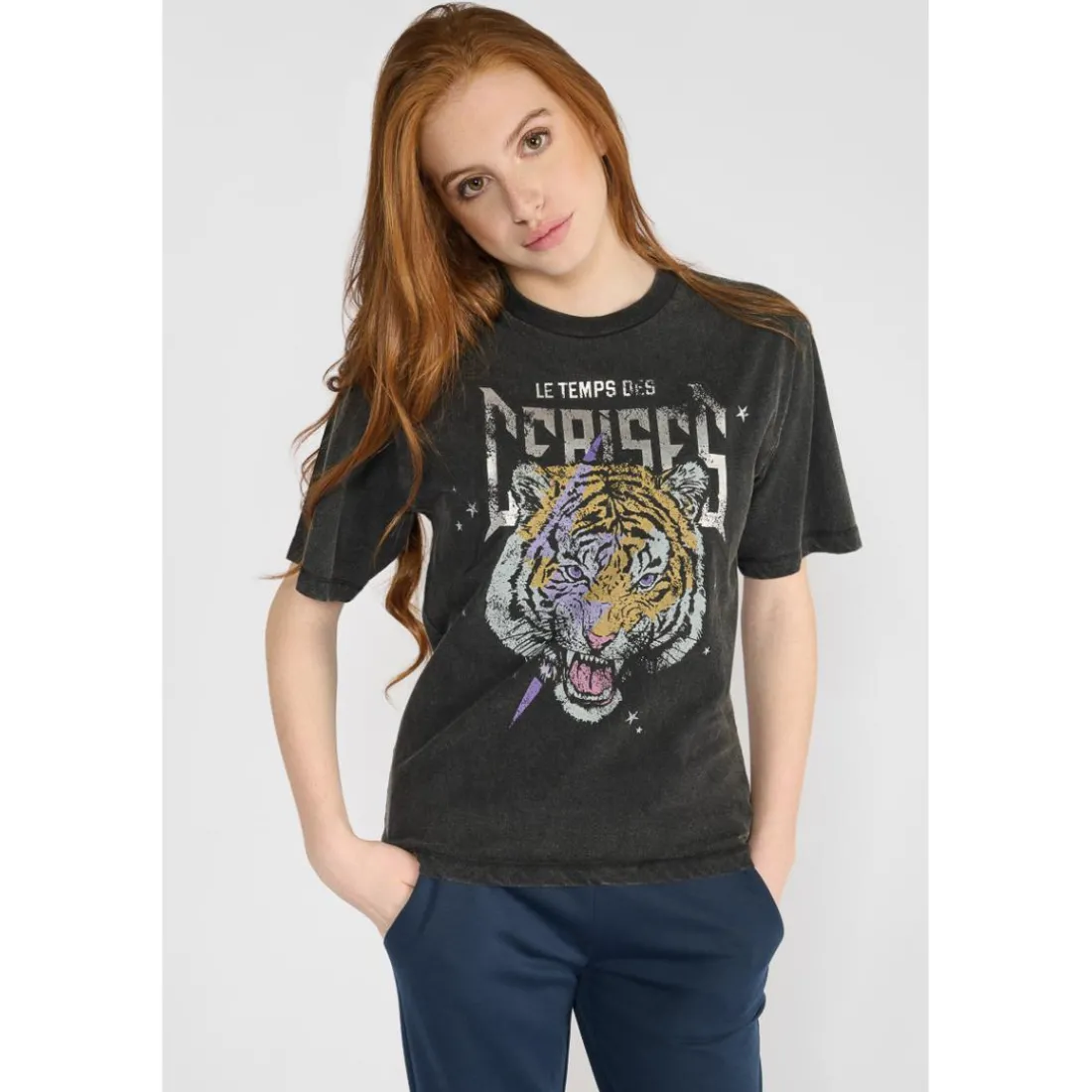 Tee-Shirt fille ABBIGI noir Alia en coton