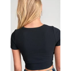 Tee-Shirt fille YUKONGI noir en coton