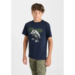 Tee-Shirt garcon NECBO bleu en coton Cael