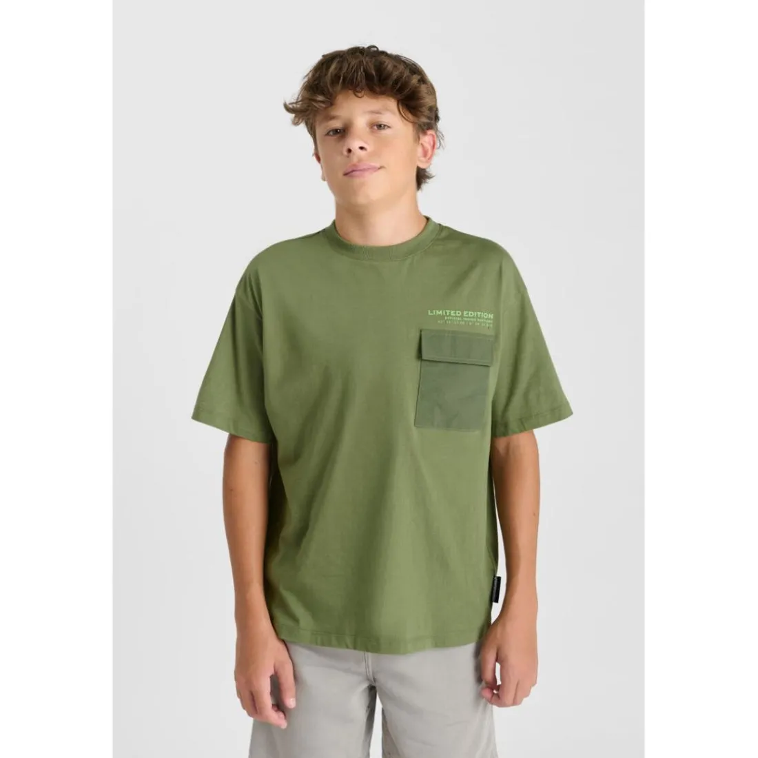 Tee-Shirt garçon MASONBO kaki en coton Sal