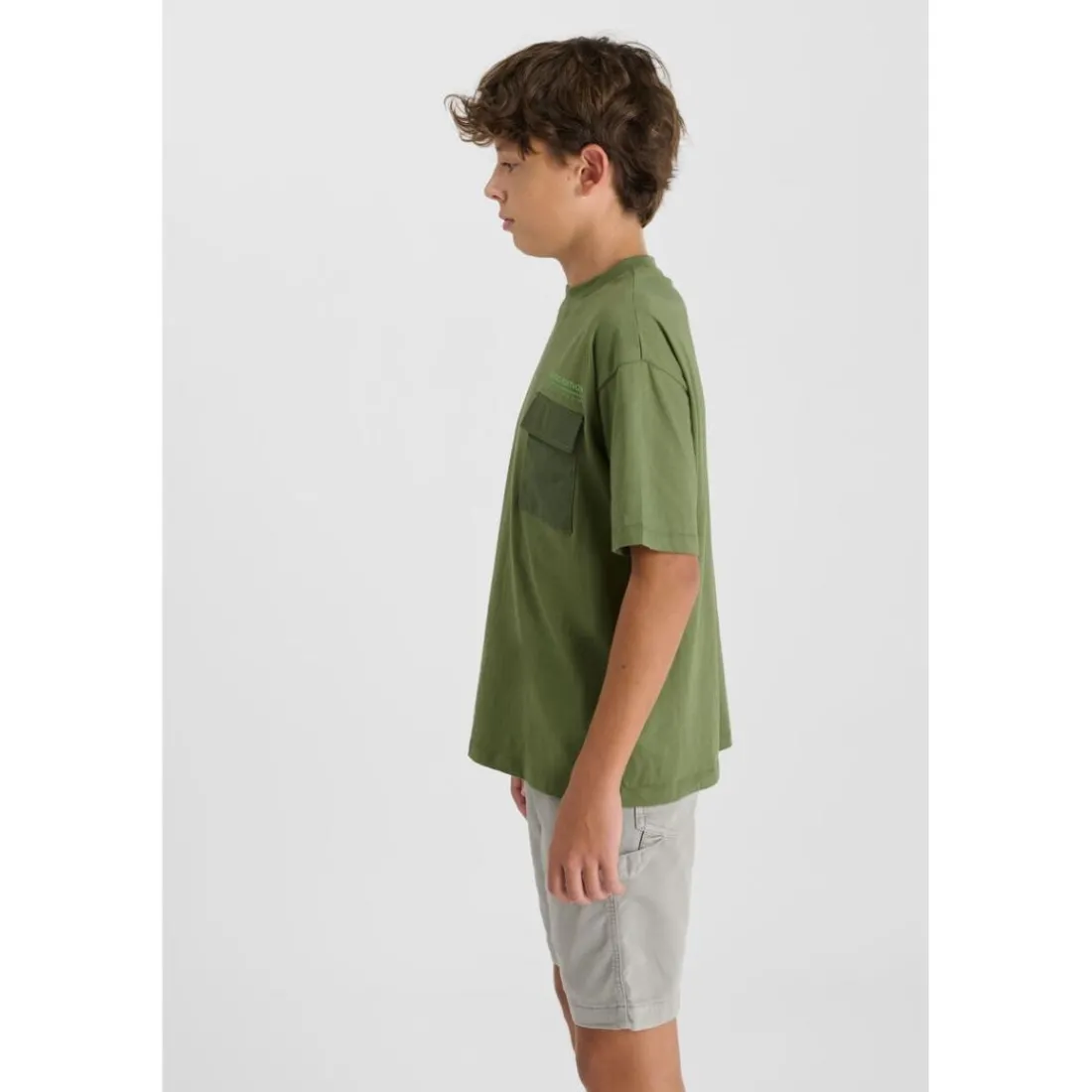 Tee-Shirt garçon MASONBO kaki en coton Sal