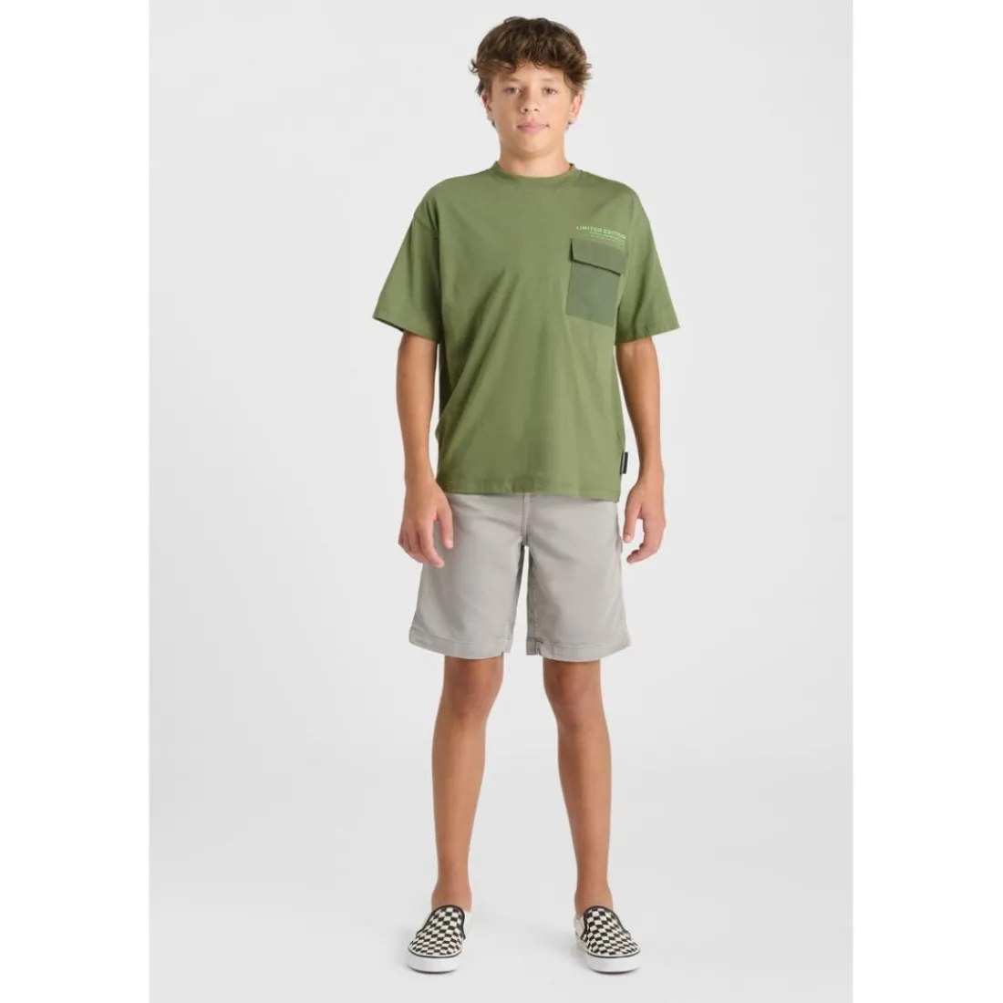 Tee-Shirt garçon MASONBO kaki en coton Sal