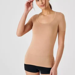 Tee-shirt manches courtes invisible ambre orange en coton