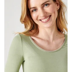 Tee-shirt Manches Longues Tilleul vert clair en coton