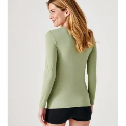 Tee-shirt Manches Longues Tilleul vert clair en coton