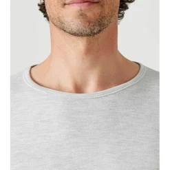 Tee-shirt manches longues col rond en mailles gris chiné