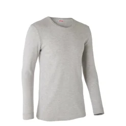 Tee-shirt manches longues col rond en mailles gris chiné