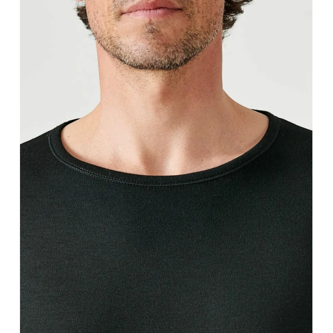 Tee-shirt manches longues col rond en maille noir