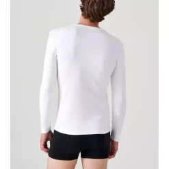 Tee-shirt manches longues col rond en mailles blanc