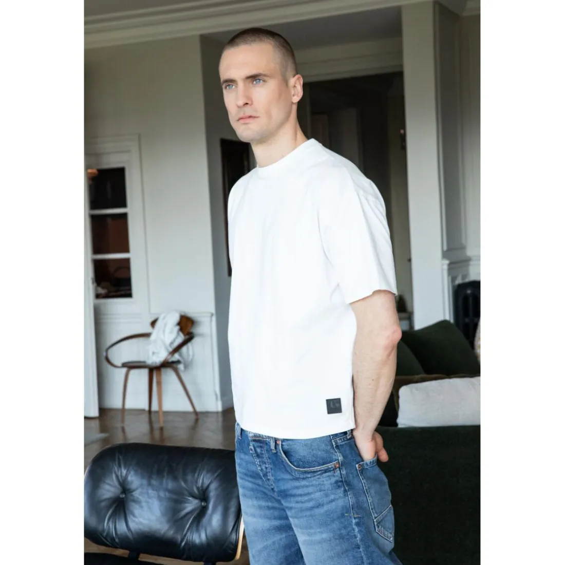 Tee-Shirt OBROWN blanc en coton Joel