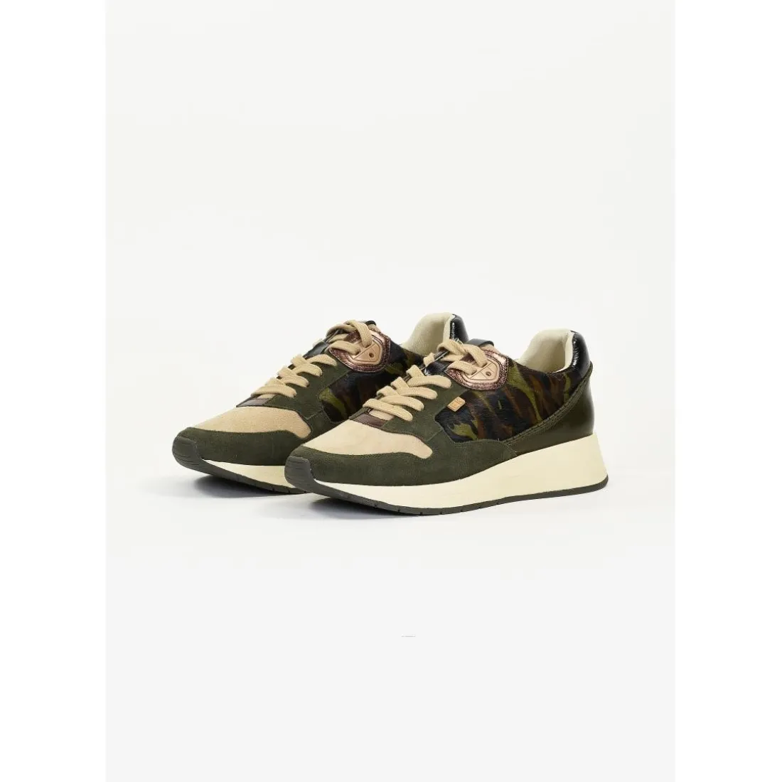 Tennis Femme en Cuir BOBBIE Kaki
