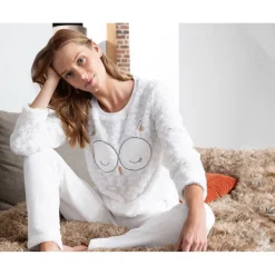 Tenue d'intérieur hibou - DODO HOMEWEAR-blanc écru