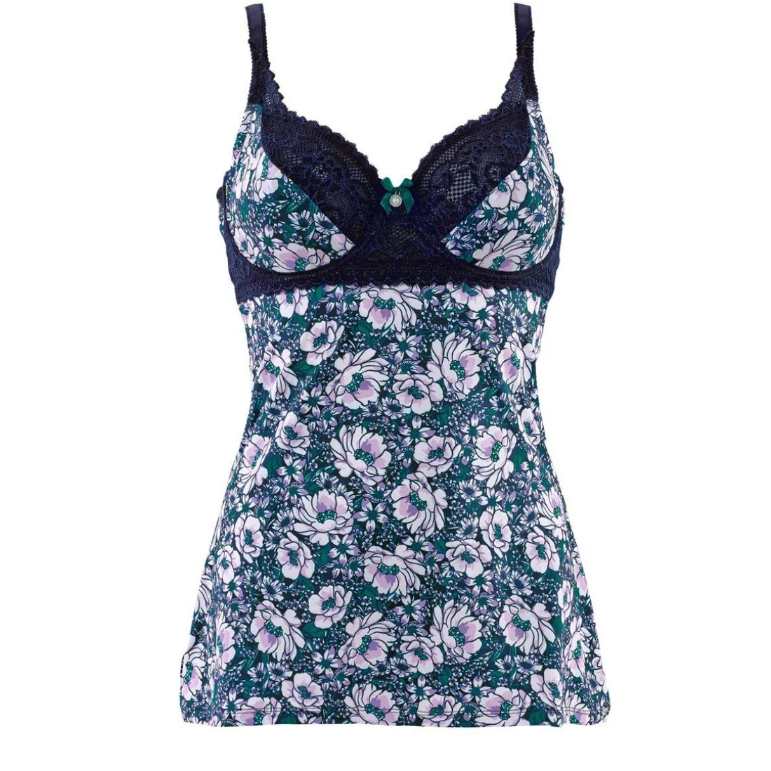 Top à armatures bonnets C, D et E indigo/vert Pas De Deux POMM'POIRE-bleu