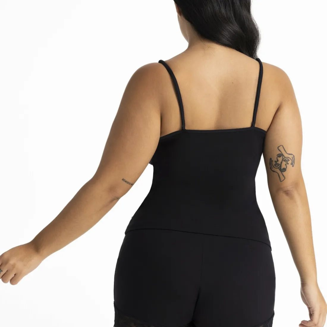 Top avec bord en dentelle - Noir