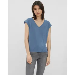 Top bleu en coton modal