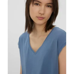 Top bleu en coton modal