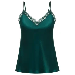 Top Broderie - Emeraude vert en soie