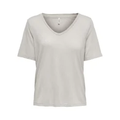 Top col en v manches courtes gris clair Yara