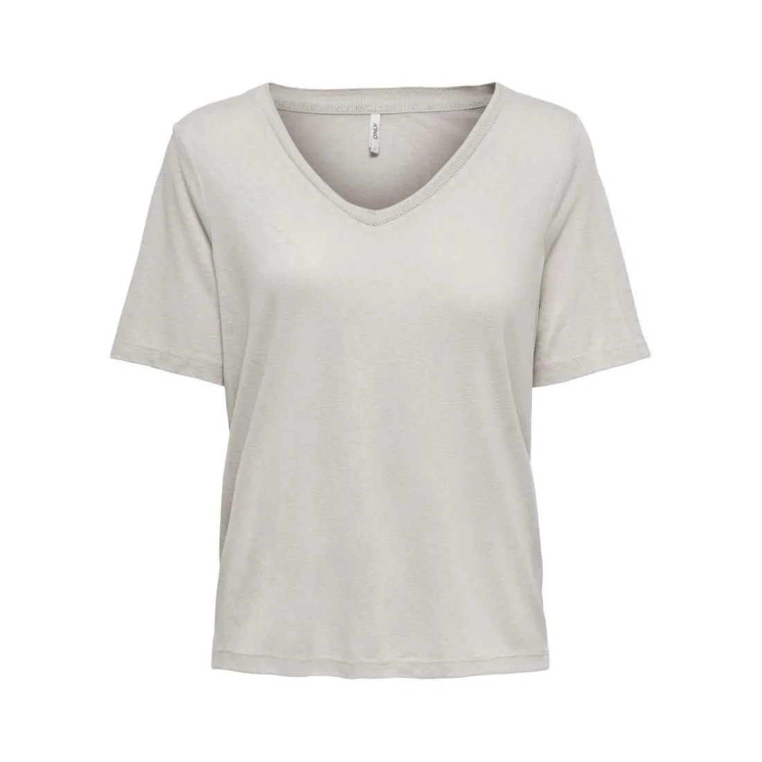 Top col en v manches courtes gris clair Yara