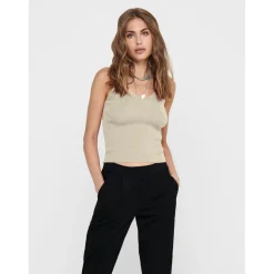 Top Col en V Sans manches beige