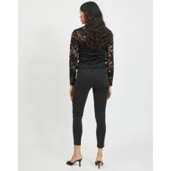 Top col haut manches longues noir