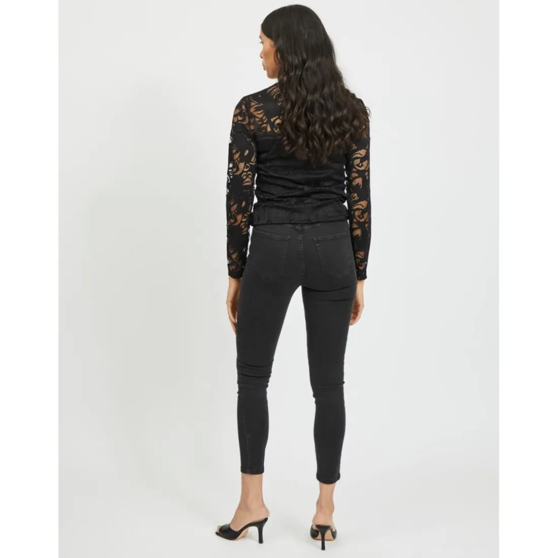 Top col haut manches longues noir